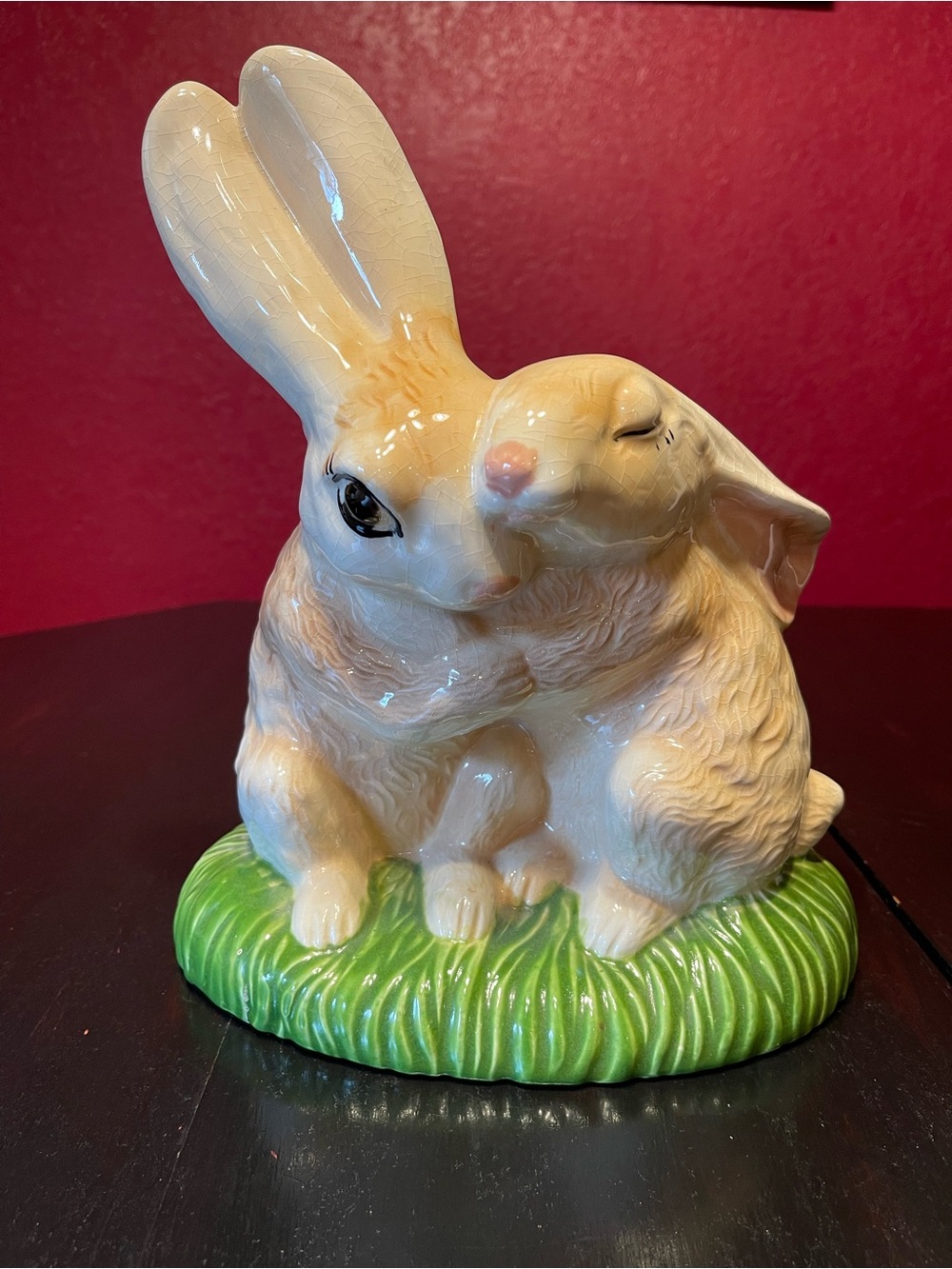 Vintage Vasa TM245 ceramic hugging bunny rabbits sculpture